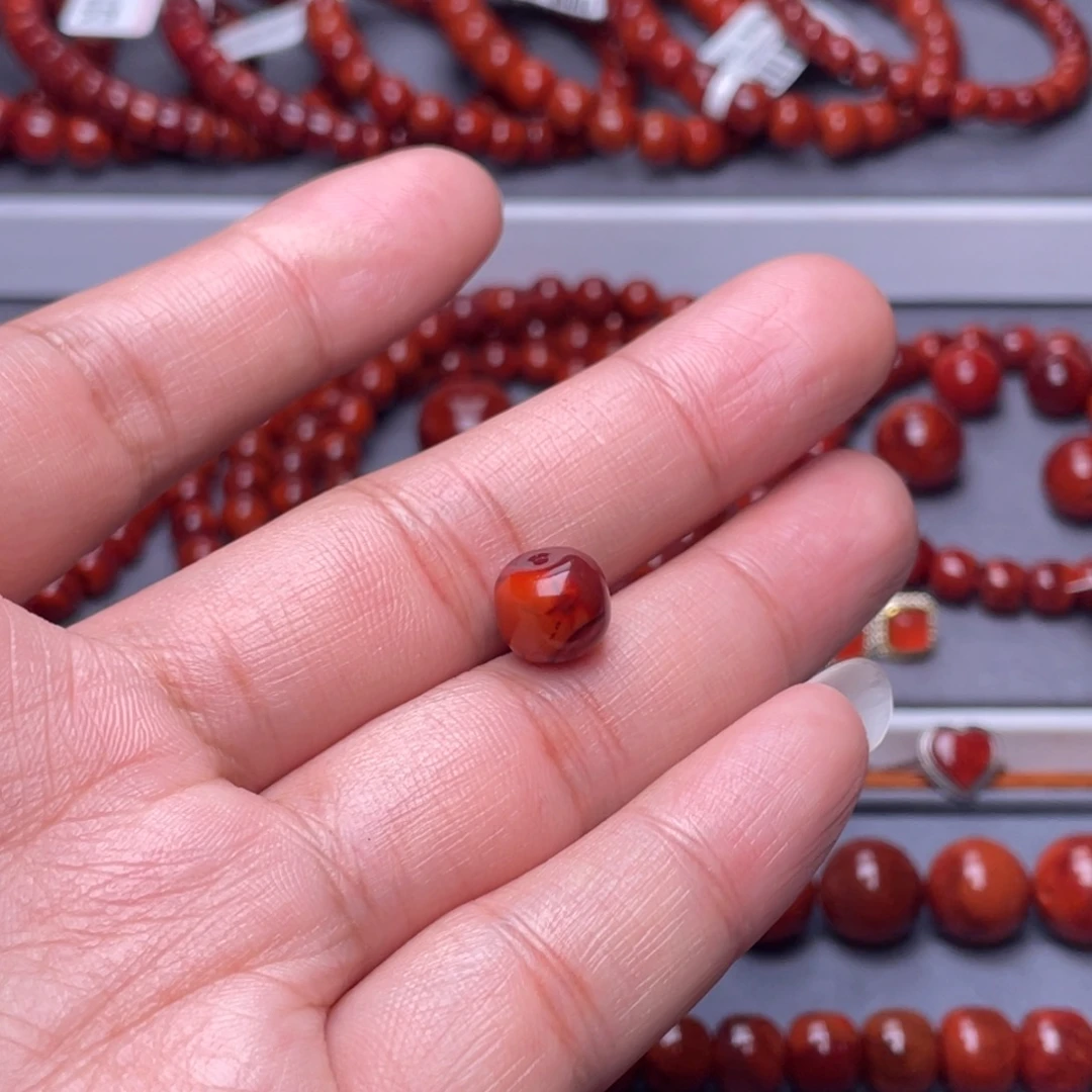 C***y南红玛瑙未镶嵌配珠10mm瓦西火焰纹老型单珠