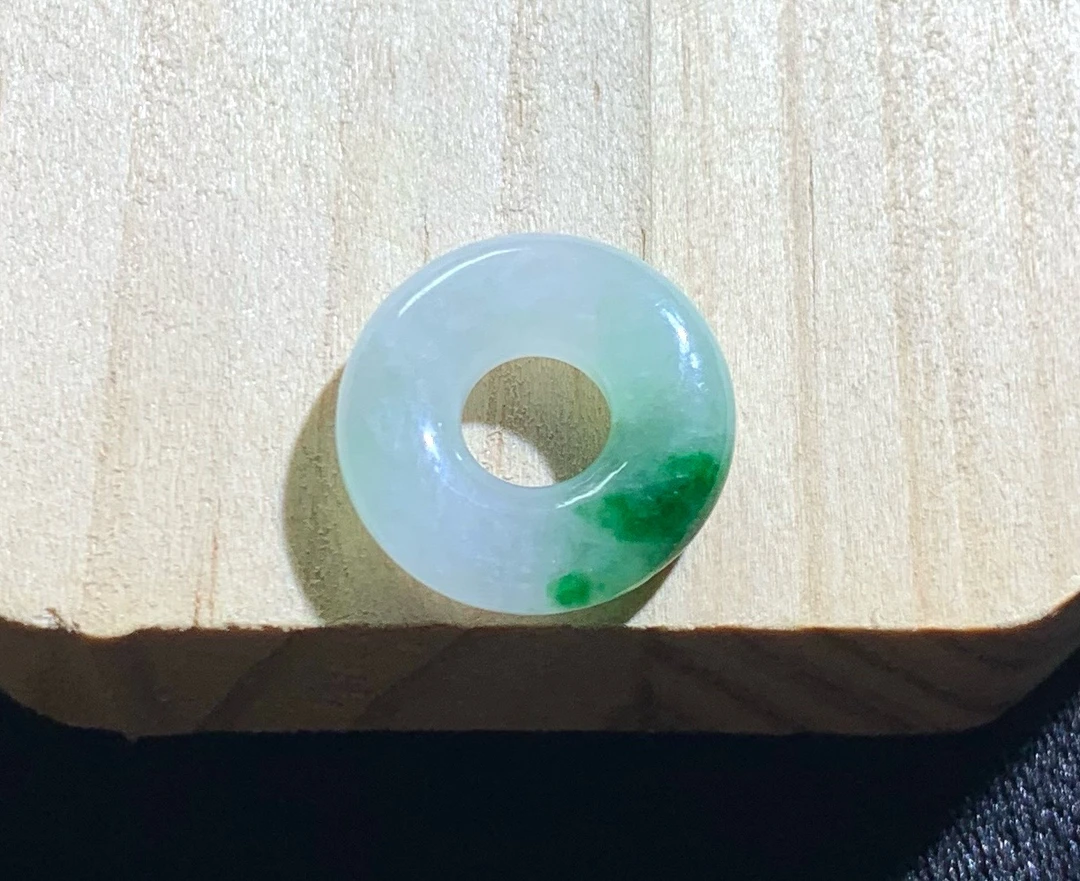 冰飘绿花甜甜圈天然缅甸翡翠A货手绳手链脚绳裸石未镶嵌diy
