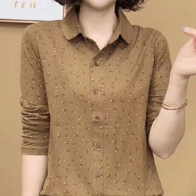 高档妈妈装减龄长袖碎花衬衫女秋季新款时尚洋气百搭外穿打底小衫