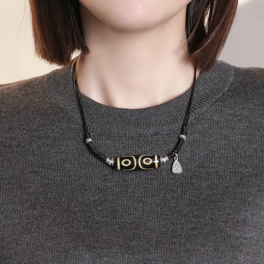 吊坠925银 【财富珠】心念手作编织复古六字箴言眼眼项链陆人甲乙丙