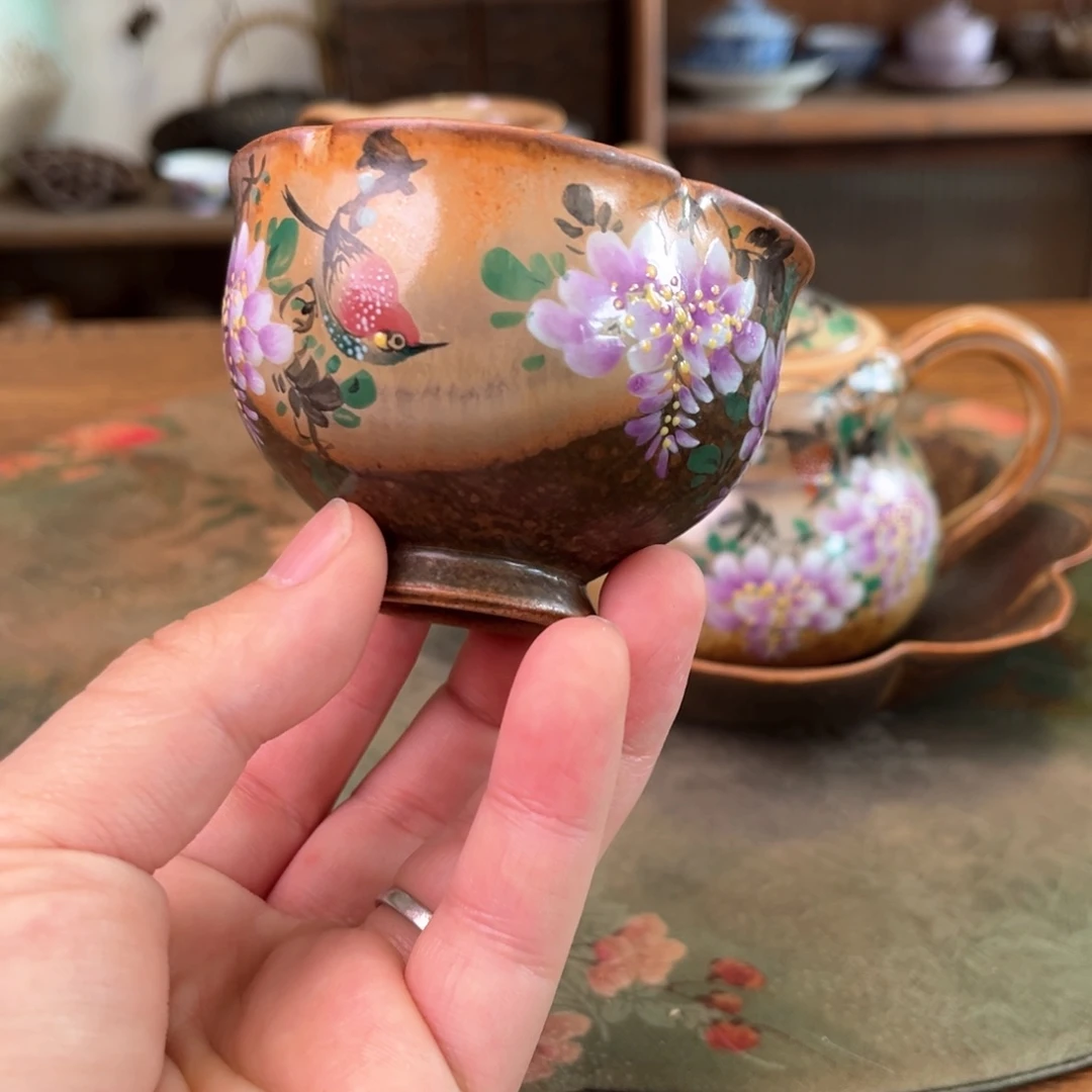 杯柴烧手工手绘陶瓷