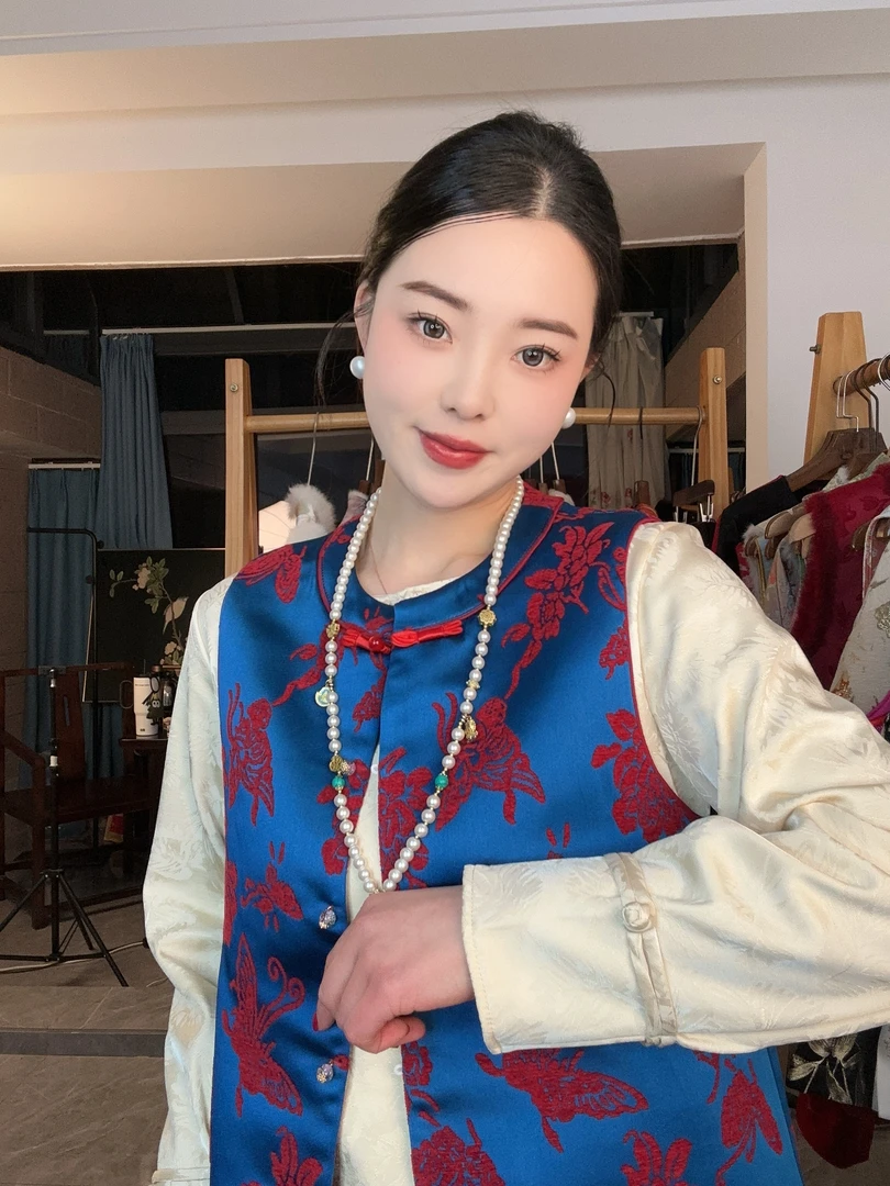 CHUNTIAN/李李国风【心禧】新中式章绒提花马甲