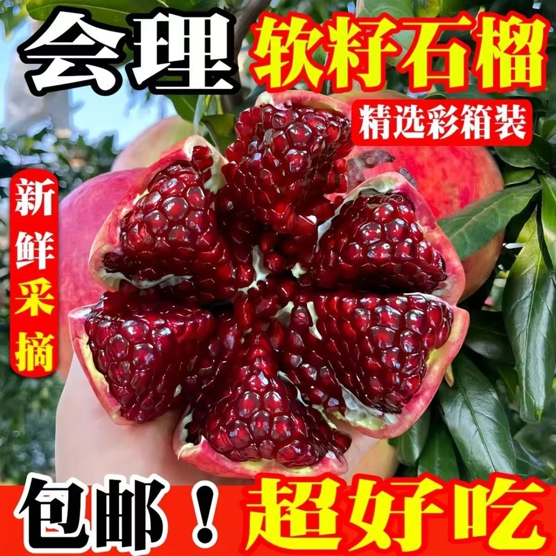 四川会理软籽石榴3/5/8斤装新鲜水果红石榴当季上市香甜不吐籽