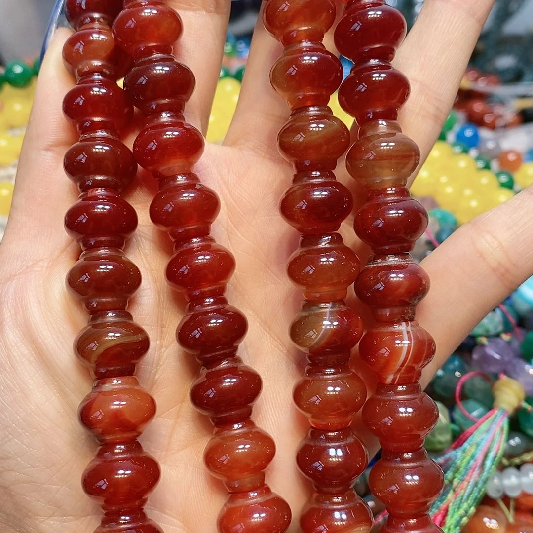 玛瑙/玉髓散珠天然红玛瑙手工灯笼一条14mm