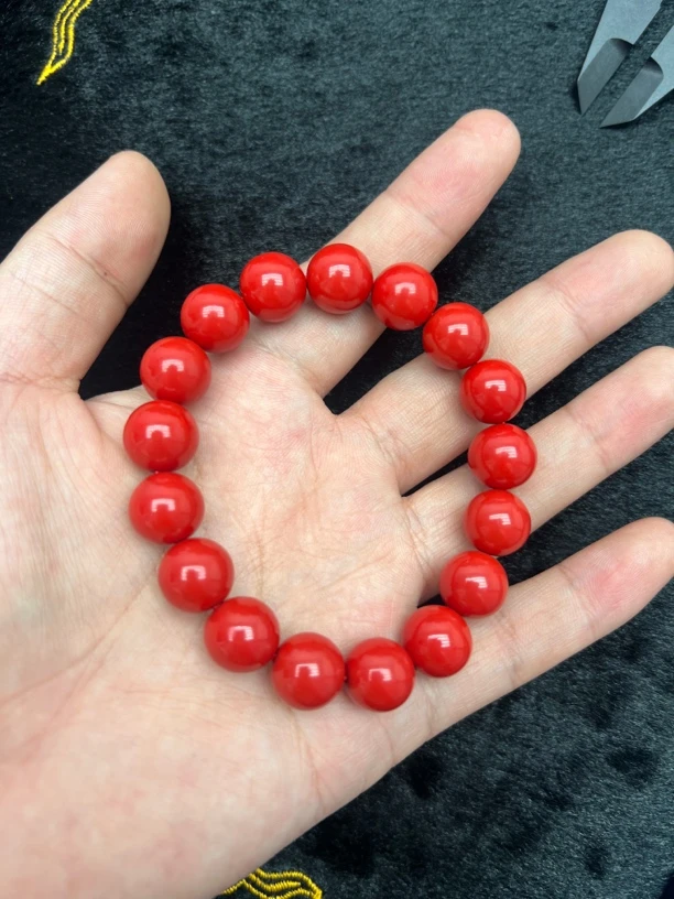 含辰砂工艺品含辰砂工艺品12mm高含量水飞砂(红砂)12mm手串012