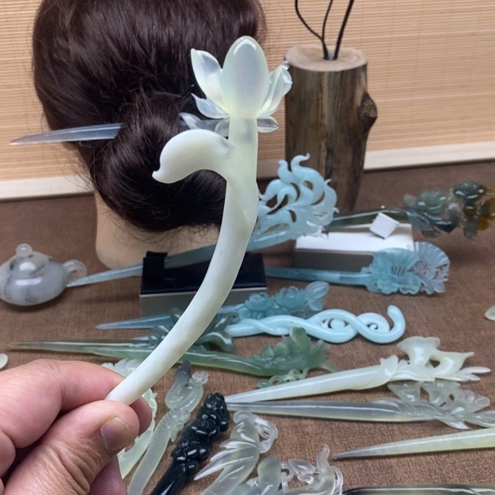 蛇纹石玉未镶嵌发簪