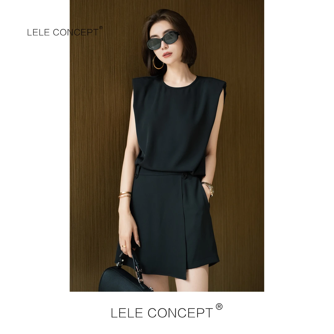 LELE CONCEPT丨都市极简轻奢款无袖上衣裤裙套装T0153