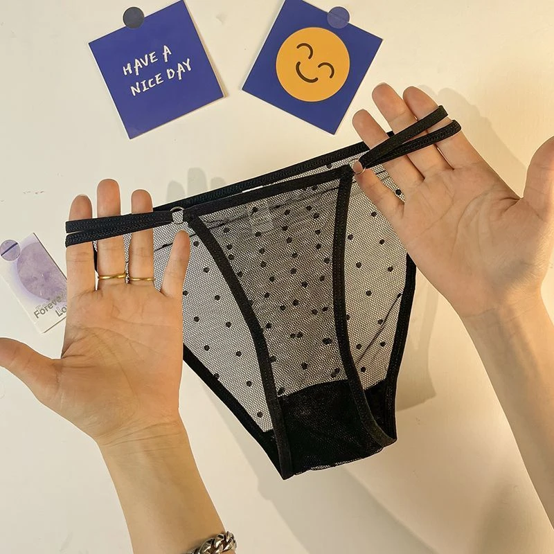 高开叉不勒腿~性感透明内裤少女简约夏季透气纯欲风三角裤头个性