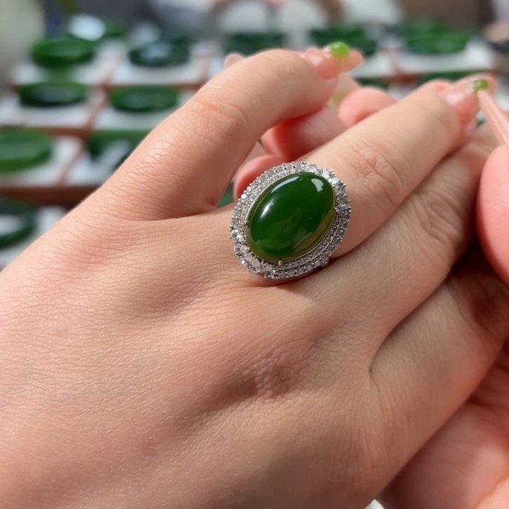 银S925镶嵌戒指和田玉