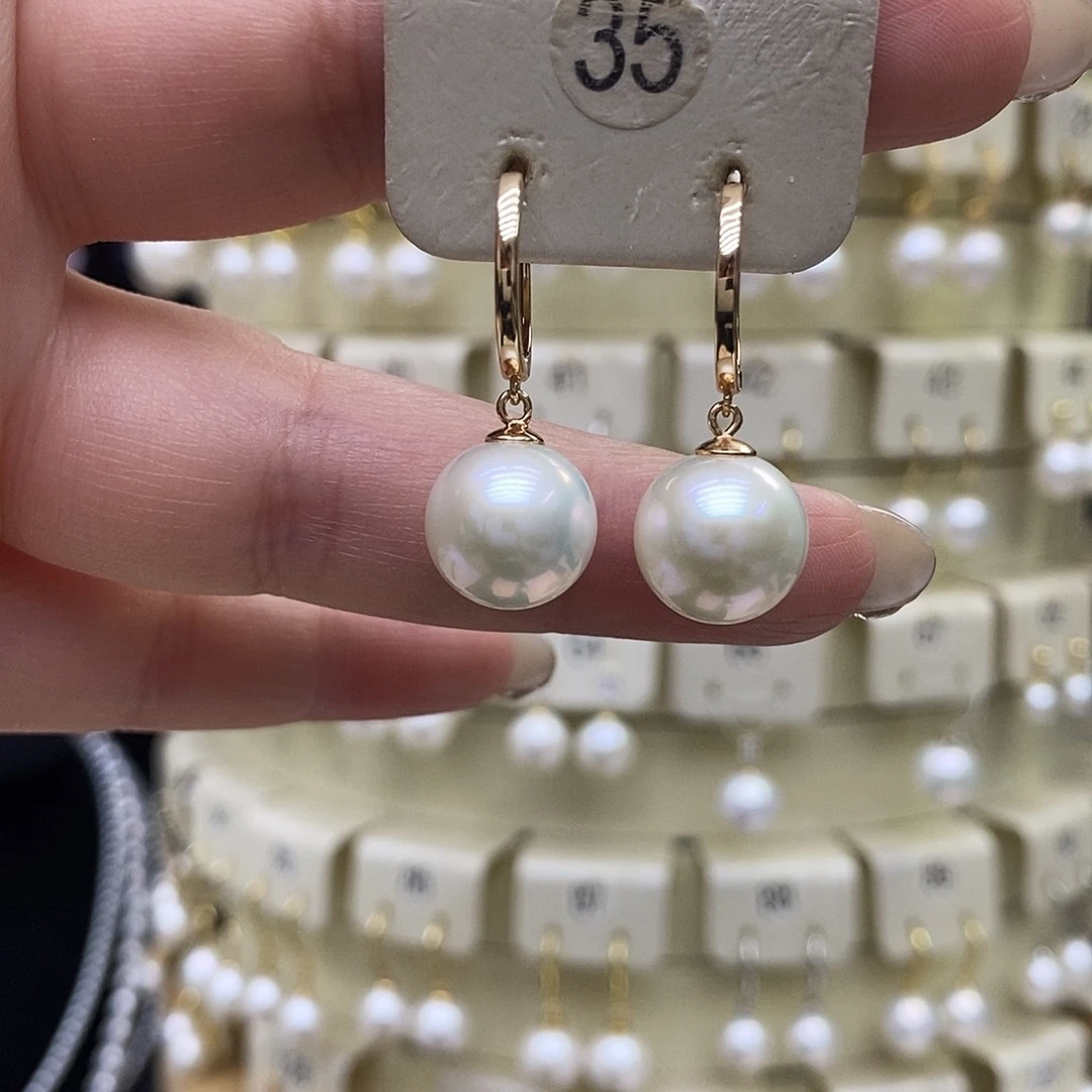耳饰银S925镶嵌淡水珍珠