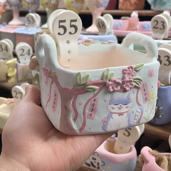 55….手工手绘花盆