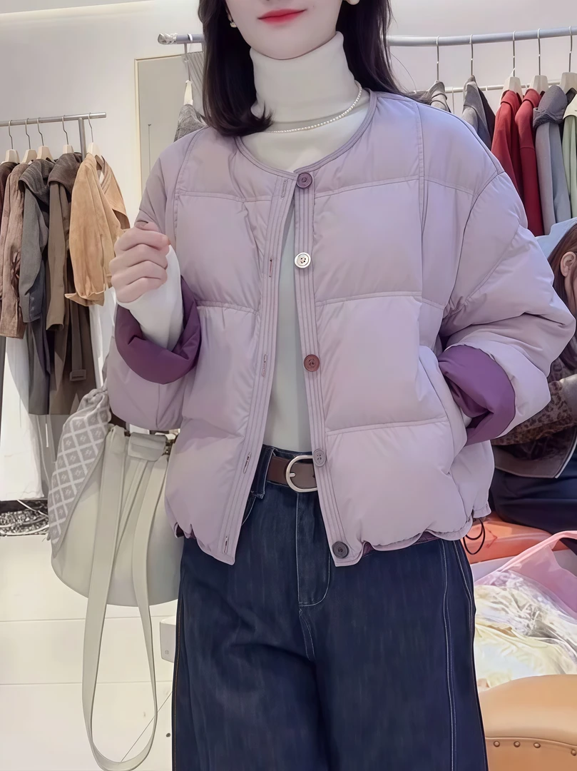 小个子短款羽绒服女2025冬季新款韩版时尚百搭白鸭绒加厚保暖外套