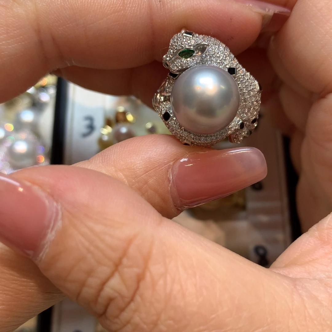 海水珍珠戒指银S925镶嵌