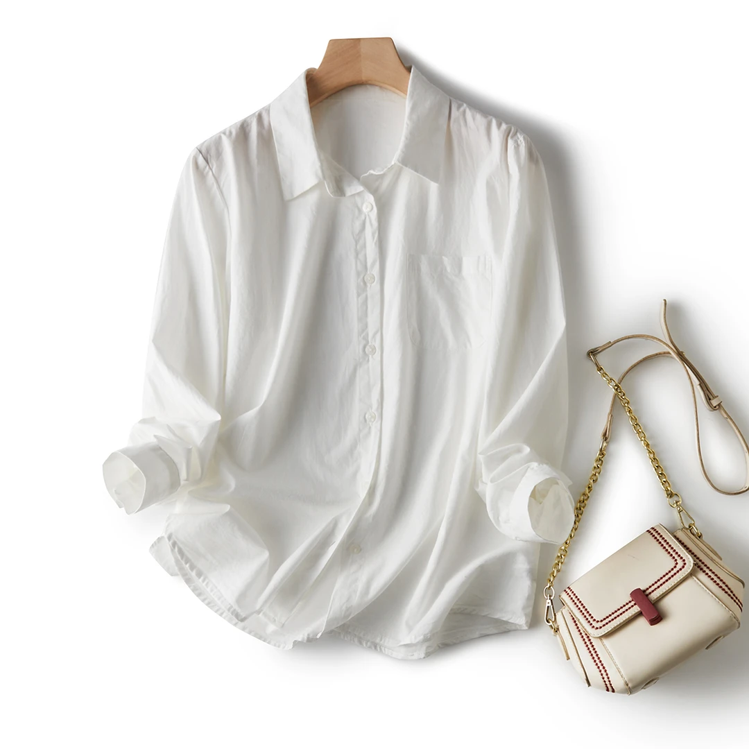 门店3&19！篙性价比！极简高品质莼绵长袖休闲翻领衬衫上衣女L72826