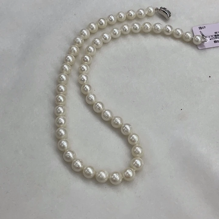 项链银S925镶嵌海水珍珠7-10mm