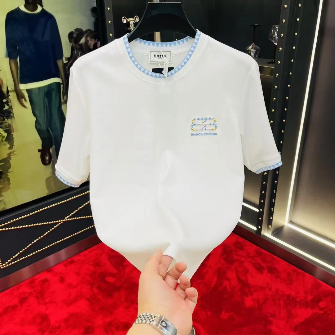 【布梵】春夏修身百搭字母男女通用时尚圆领刺绣打底衫免烫T恤半袖