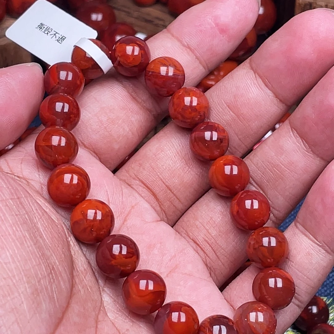 南红玛瑙未镶嵌手链南红瓦西卡10火焰