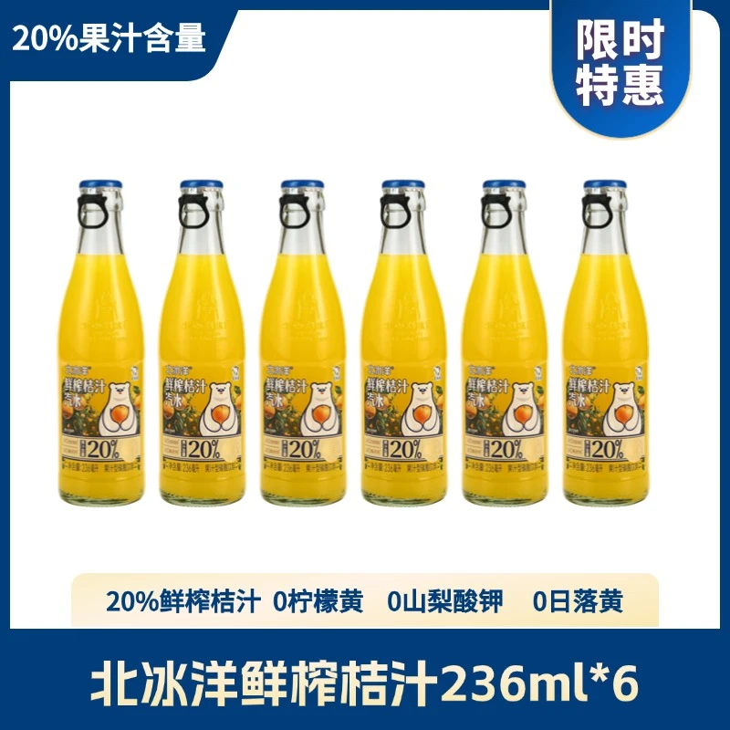 北冰洋鲜榨桔汁236ml*6夏日必备饮品饮料果汁