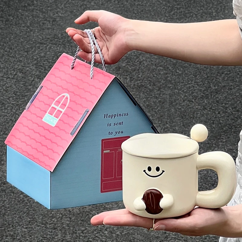 生日礼物女生可爱杯子办公室马克杯送闺蜜实用礼品陶瓷带盖勺家用