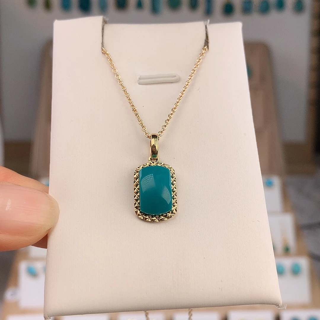 绿松石18K金镶嵌吊坠(不含链)