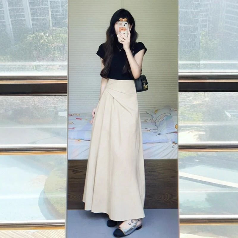 梨形身材不规则半身裙女春季新款胖妹妹mm高腰显瘦中长款a字裙子