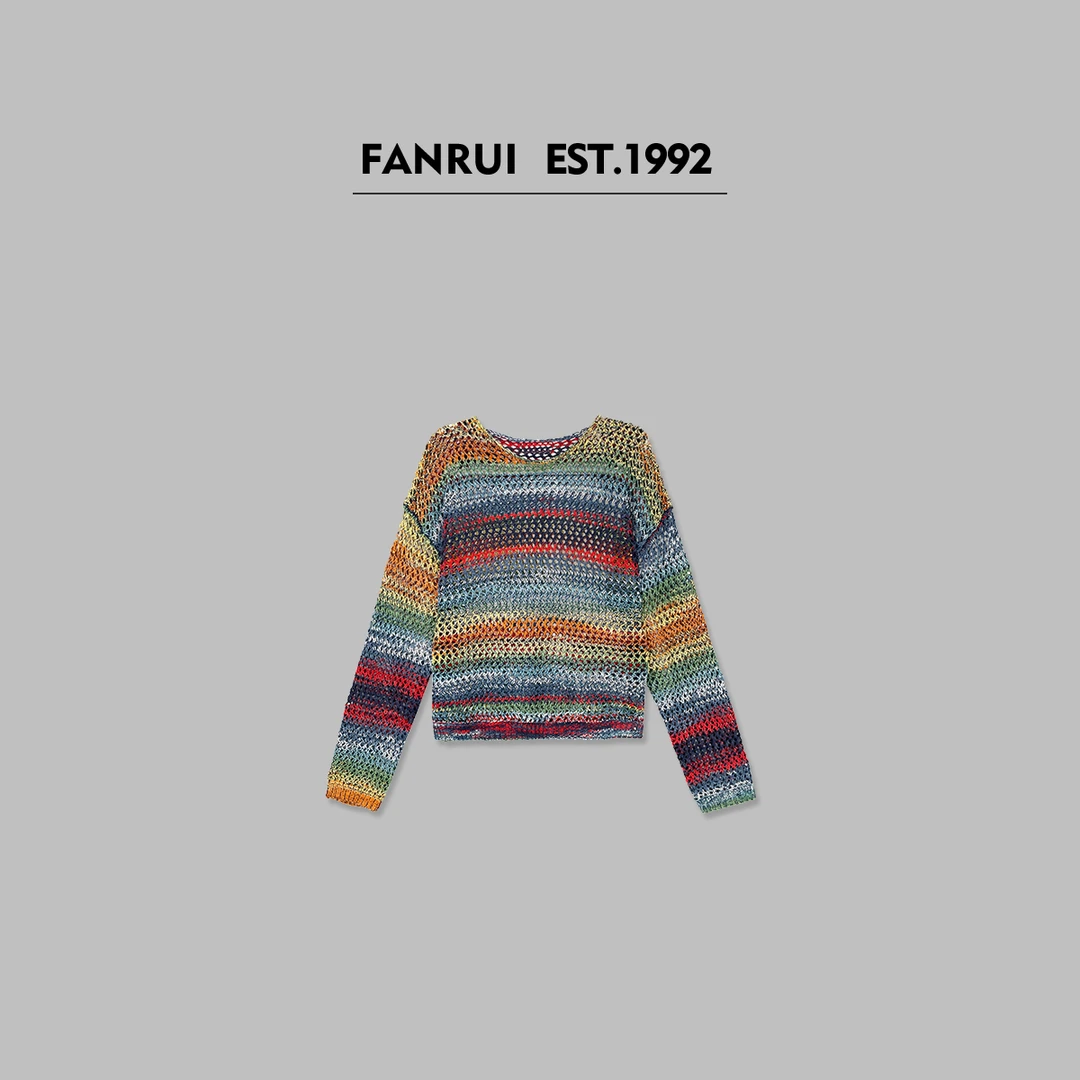 FANRUI/泛芮「时光旅程」独特漂亮小衫彩色设计感防晒针织衫B15840