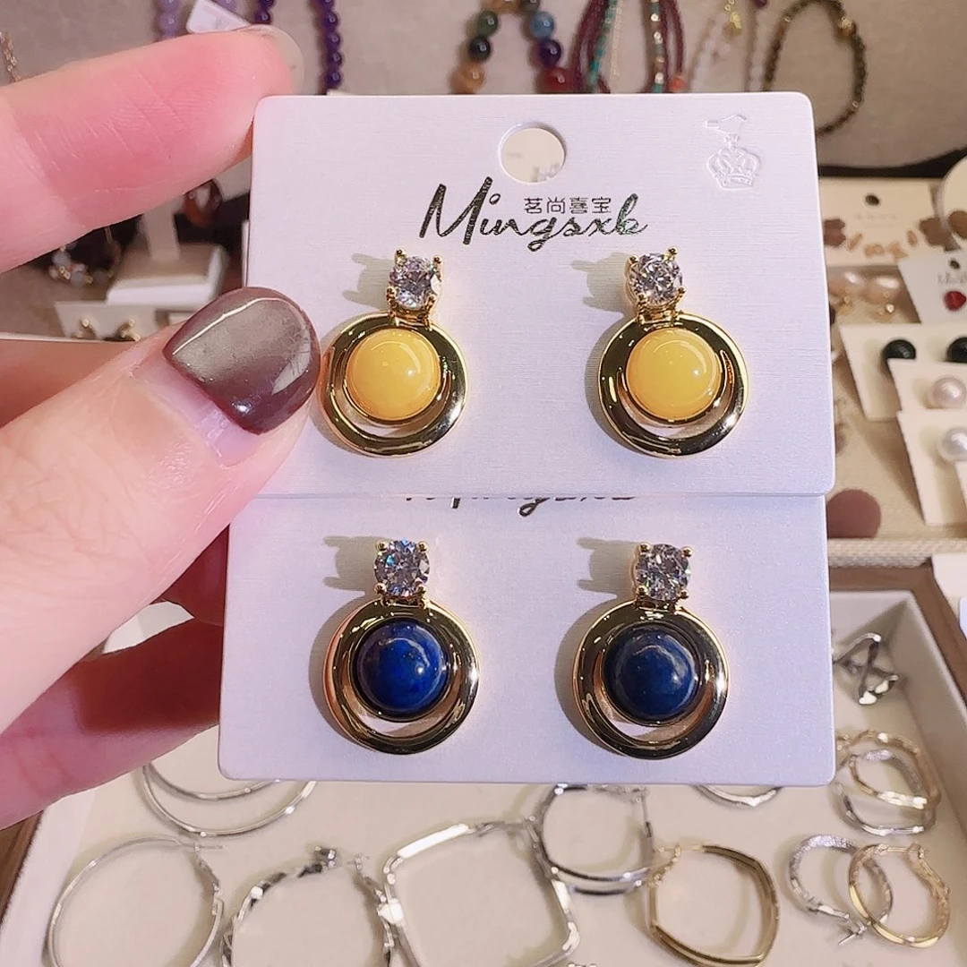 仿珍珠铜合金925银耳钉