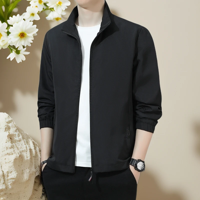 春秋男士新款潮流韩版帅气修身宽松商务立领薄款休闲夹克外套上衣