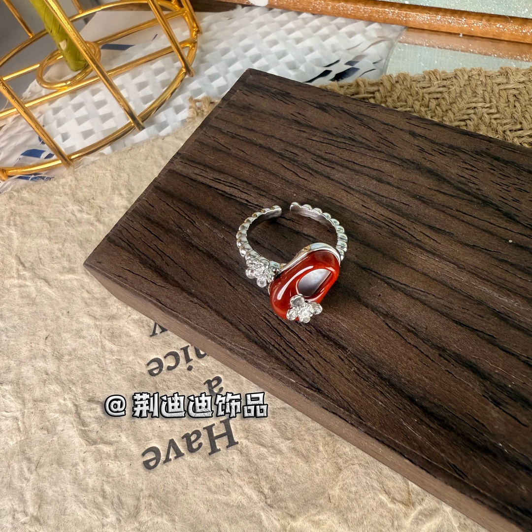 铁合金树脂戒指 小红鞋开口戒指JZ-1035