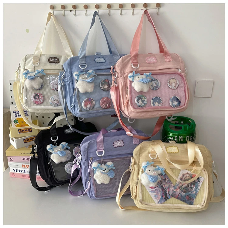 禾果铺子日系百搭高颜值单肩斜挎双肩二次元可爱透明吧唧痛包