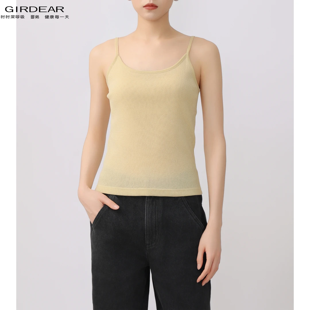 GIRDEAR/哥弟新款时尚百搭圆领舒适打底衫纱衣背心吊带女 1301052