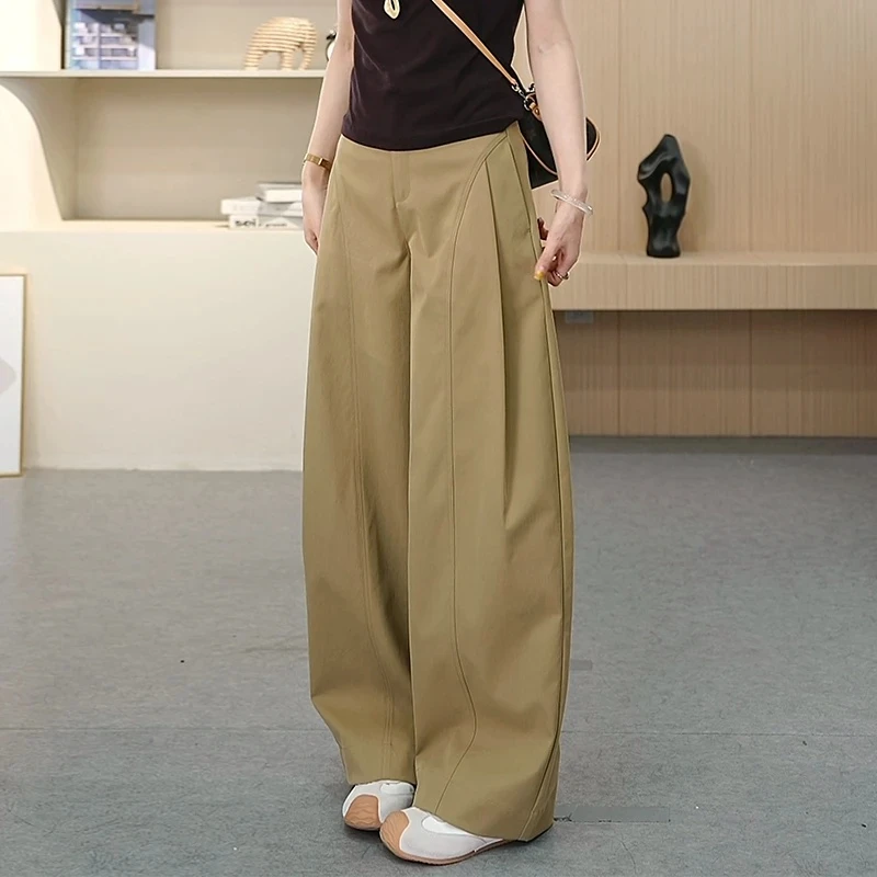贝斯裤~潮流侧压褶阔腿裤~秋季新款宽松阔腿裤时尚女裤子1511