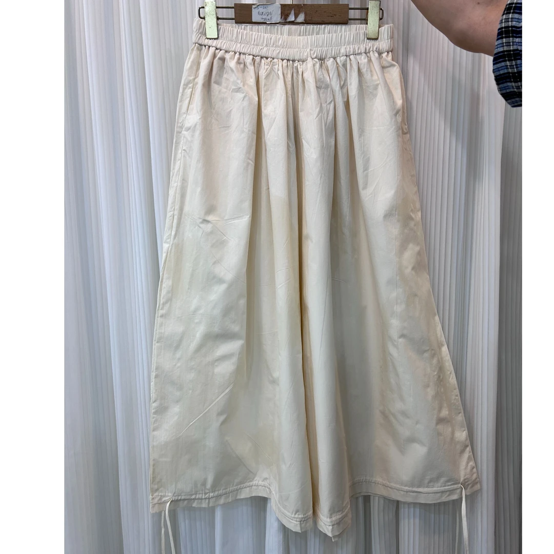 【k7116】 夏季新款阔腿裤白色时尚休闲百搭纯色设计师双层百褶白色