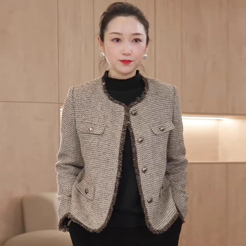 妈妈时尚小香风外套春秋2025新款40岁50中老年女春装洋气高贵上衣