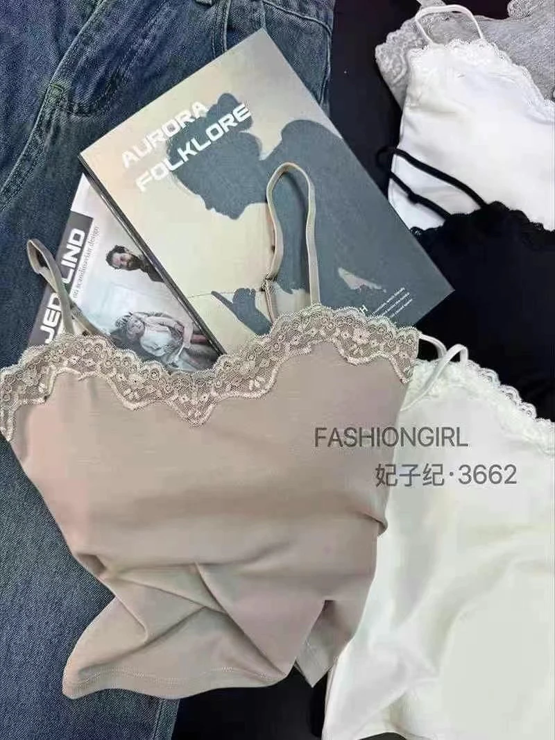 百搭修身型蕾丝边吊带背心网红打底防走光韩版内衣