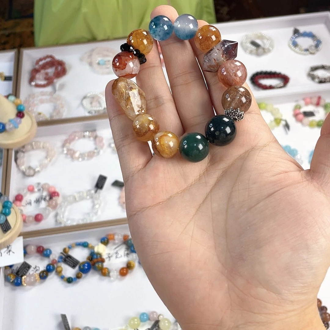 水晶手链银S925镀金镶嵌