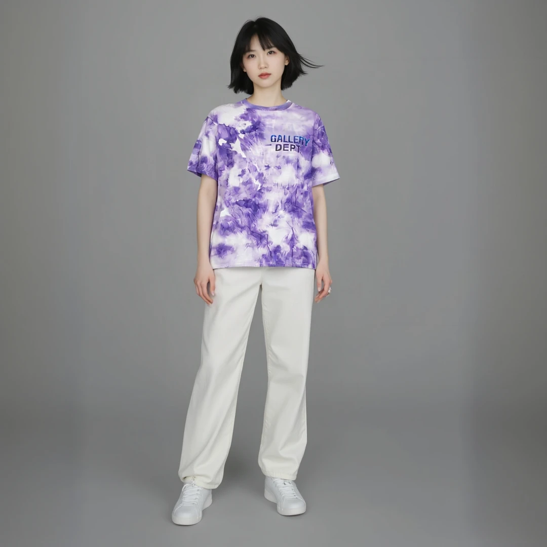 国潮短袖嘻哈夏季运动四季通用印花常规款T恤满印扎染圆领半袖