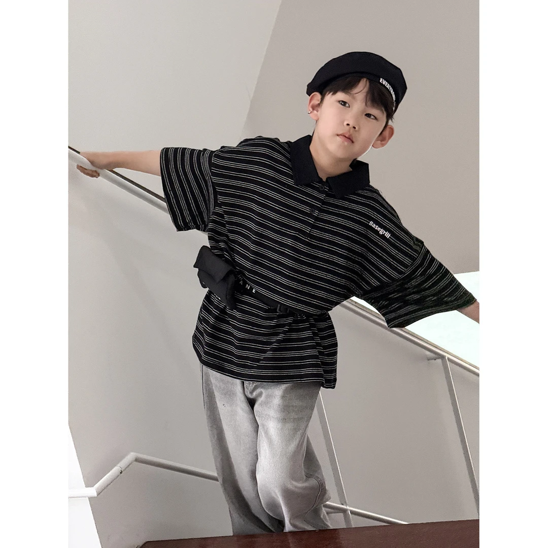 in 爱:my25夏儿童条纹短袖POLO衫夏装男童洋气短袖T恤中小童3143