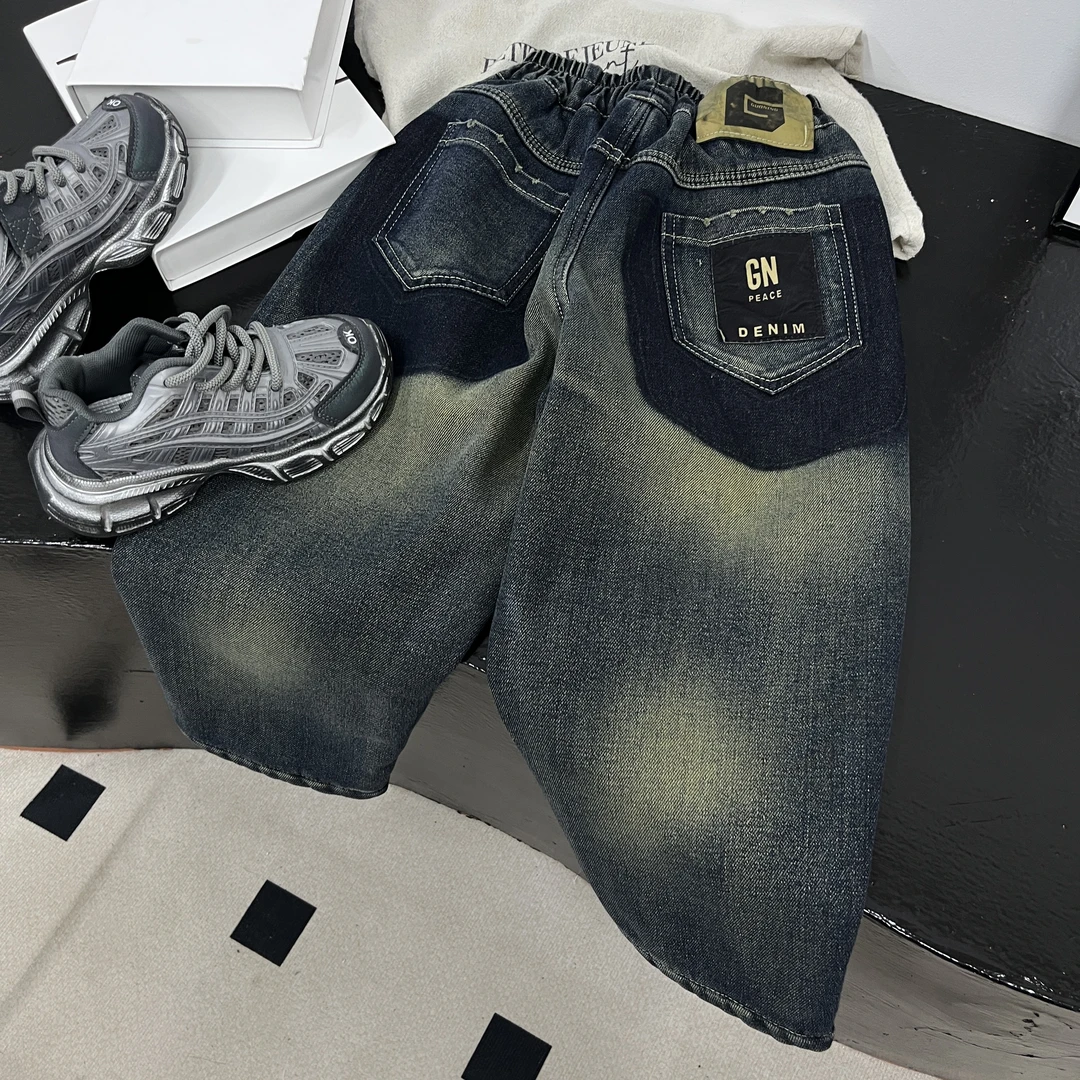 A1013 复古加绒加厚牛仔裤男童秋冬款