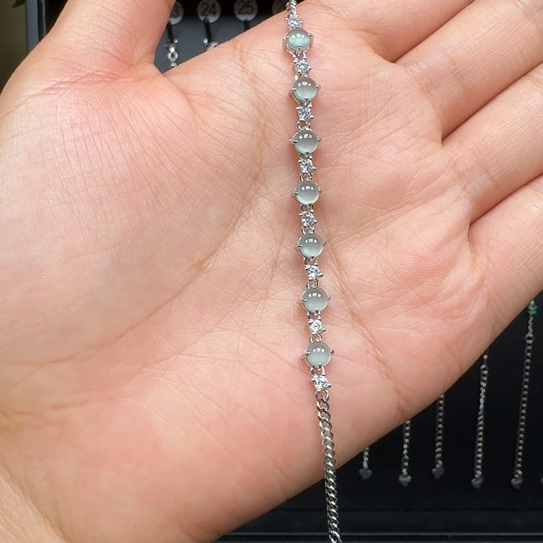 翡翠银S925镶嵌手链