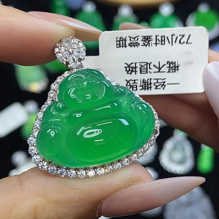 玛瑙/玉髓银S925镶嵌颈饰佛公吊坠