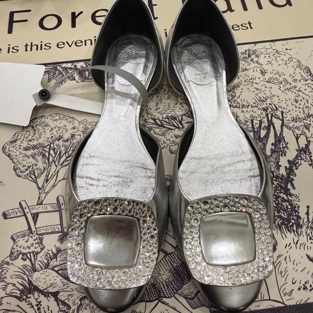 95新 Roger Vivier/罗杰·维威耶 经典水晶方扣凉鞋/35码/ysc0063