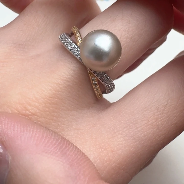 海水珍珠戒指银S925镶嵌