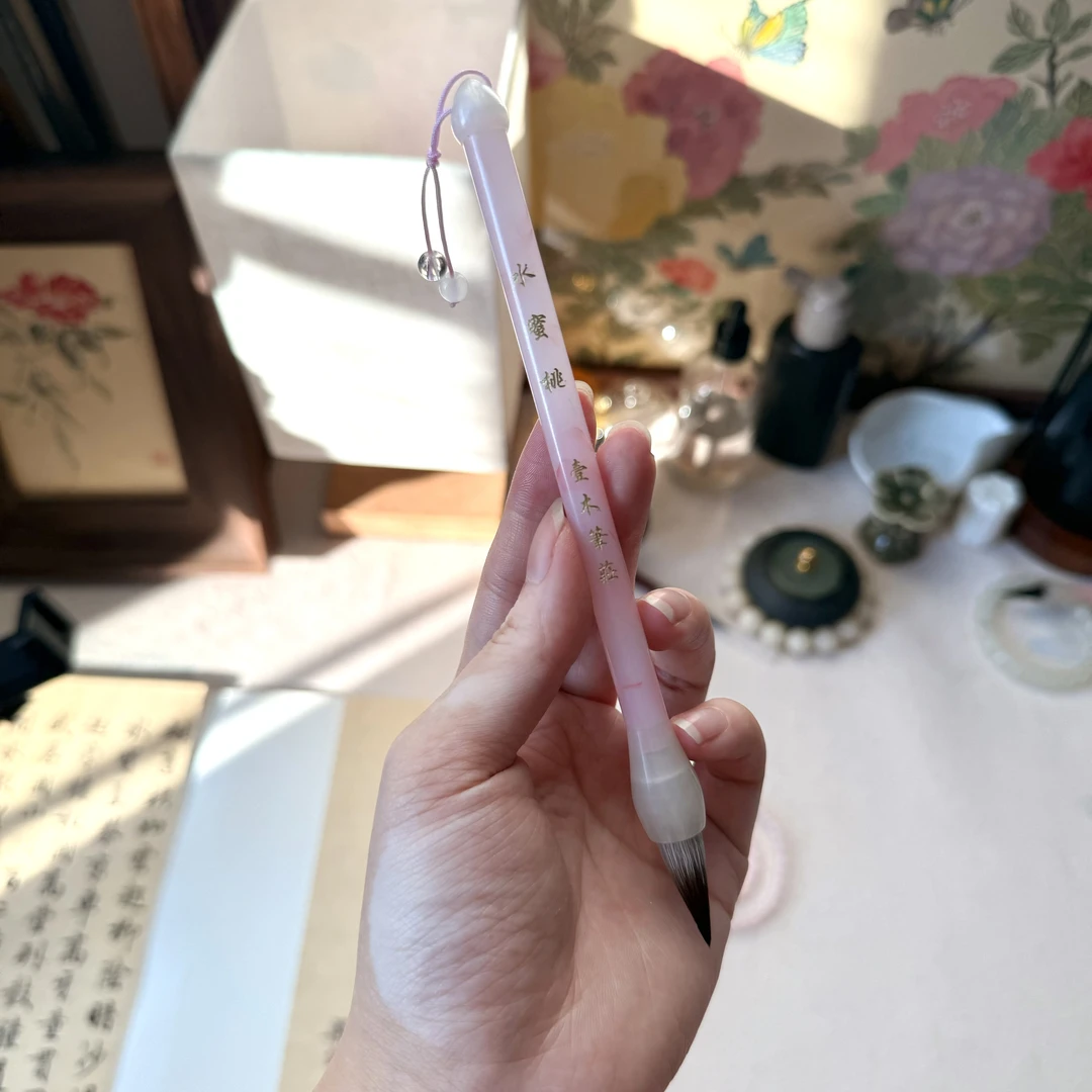 壹木原创「水蜜桃」古法三副毛鸡距笔 狼羊紫尖小行书小行草毛笔