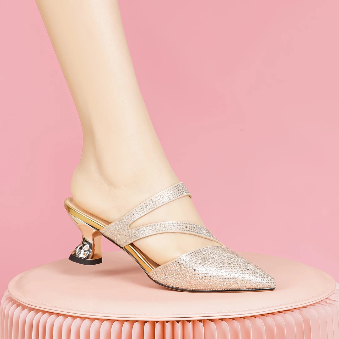 39-42半头拖鞋女镂空凉鞋透气舒适尖头半拖外穿女士凉拖鞋253