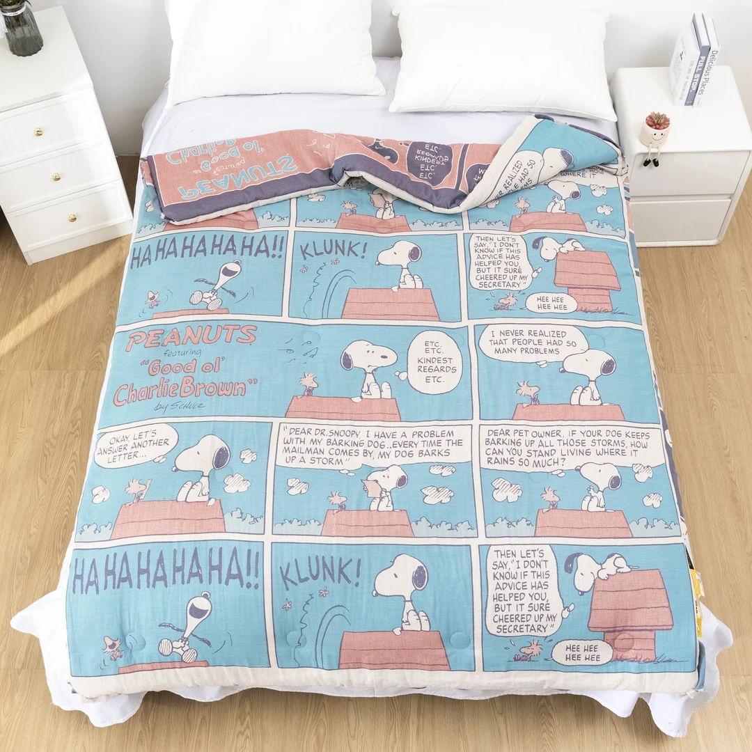 【冲浪史努比】150*200cm A类双层纱全棉纱布大豆被