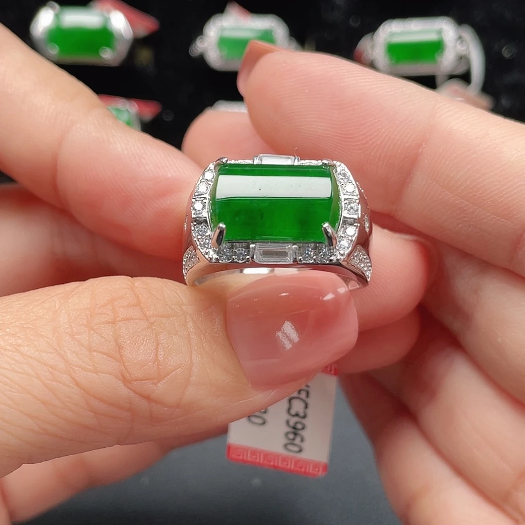 翡翠银S925镶嵌戒指编号3960没运费险