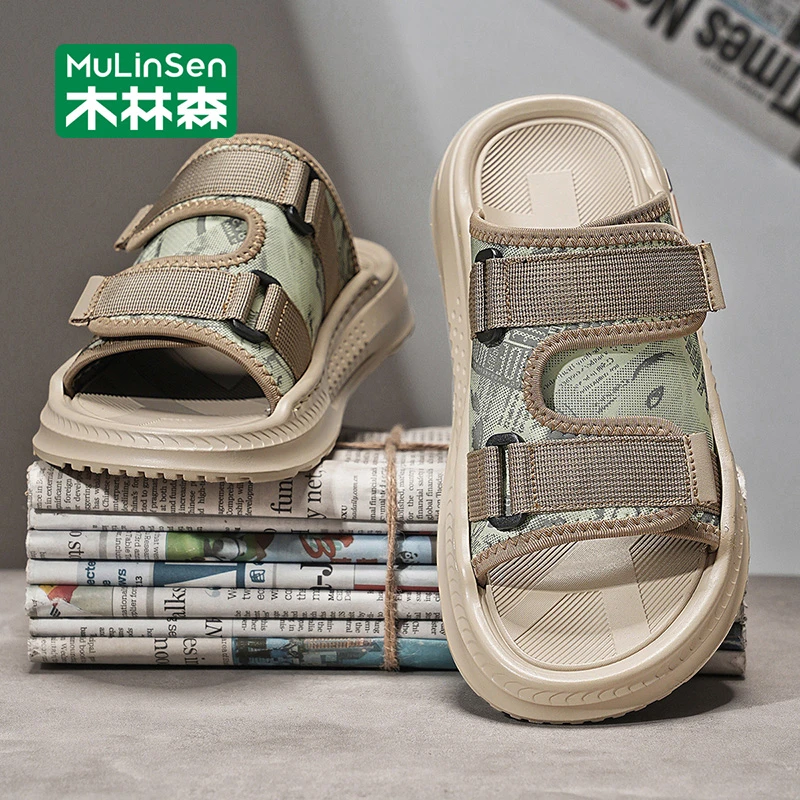木林森男士一字拖2025新款夏季运动凉拖男款户外耐磨软底沙滩鞋