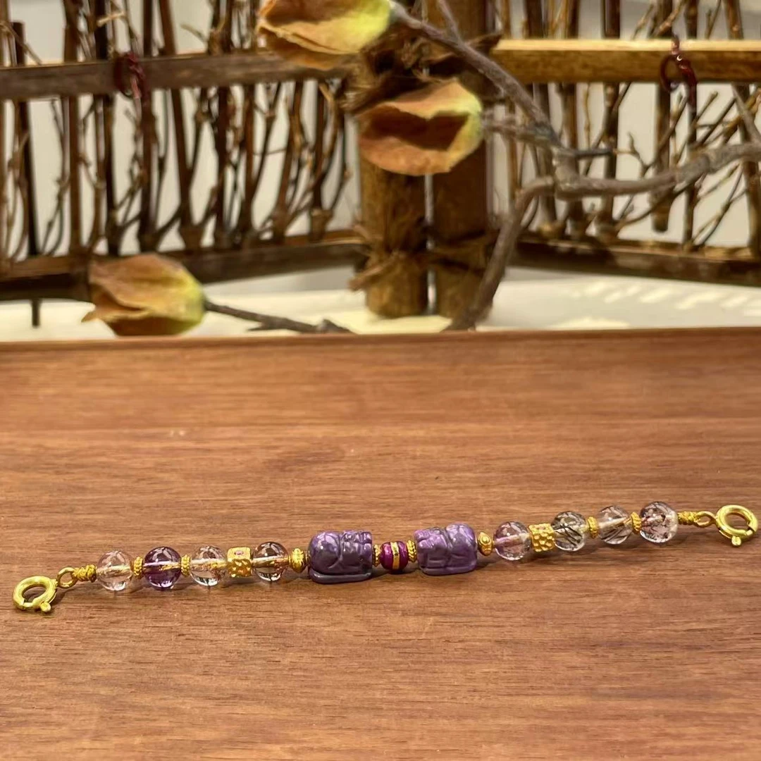 舒俱来泥地樱花紫貔貅超七延长链/9cm/约5*8mm/AZB6287（鹤眠）