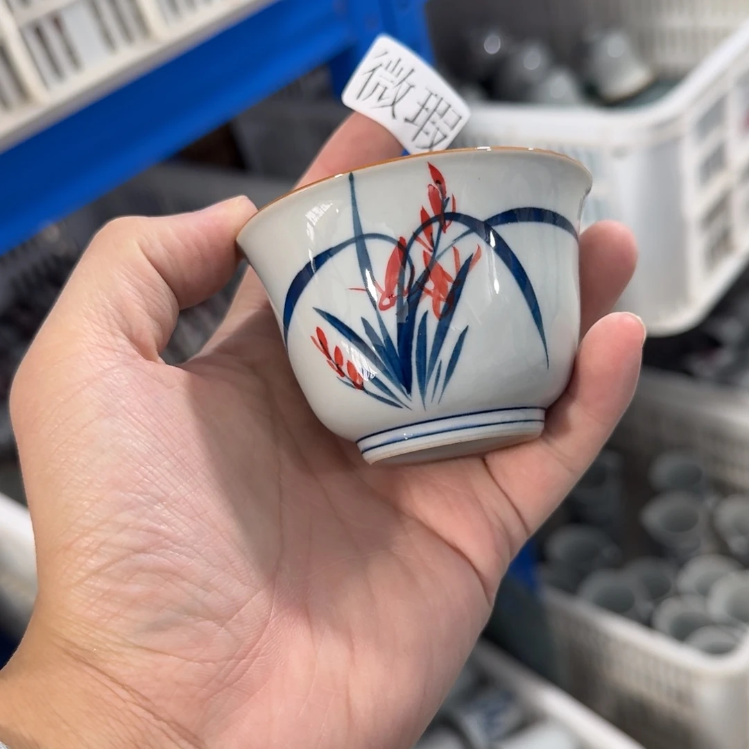 釉下手绘茶具微瑕